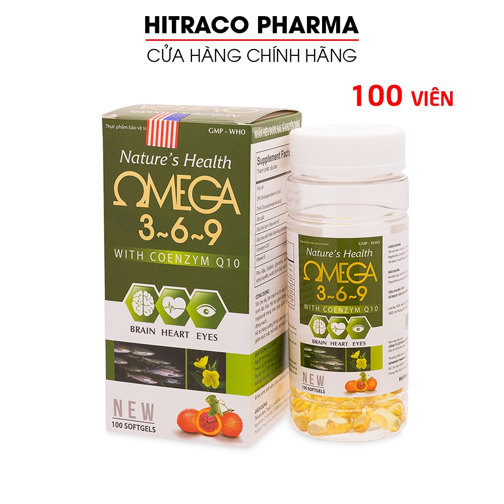 Viên uống dầu cá Omega 369, Dầu gấc, hoa anh thảo - Hộp 100 viên [ Omega 369 Xanh lục]
