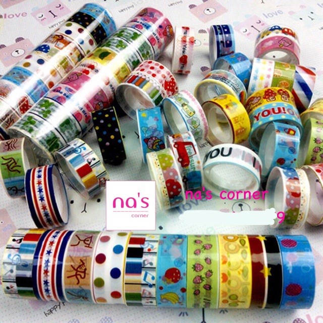 Set 10 cuộn băng keo (1.5cm x 3m) hoạ tiết trang trí thủ công, sổ tay, trang trí bullet journal