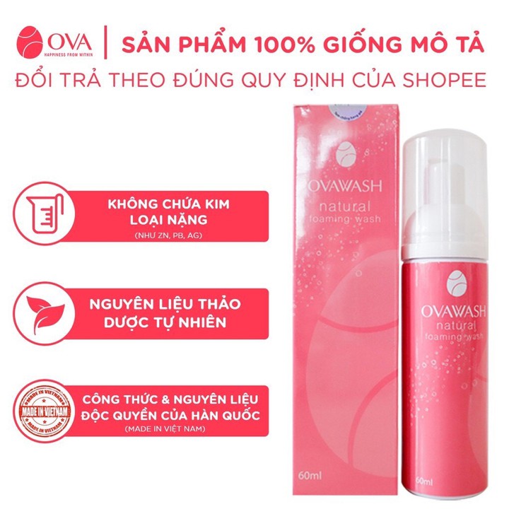 Dung dịch vệ sinh Ovawash 60ml Zuka Beauty ngăn ngừa giảm nguy cơ viêm nhiễm vùng kín