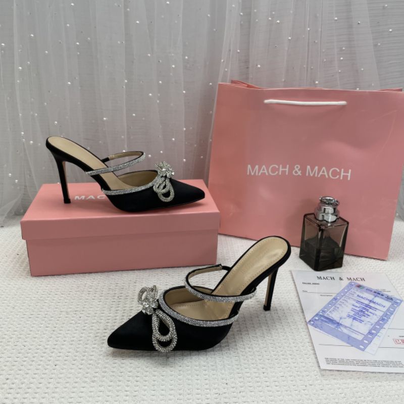 x Guốc Sục Nơ Đá 9p Mach Lụa Mềm Êm Fullbox Cao Cấp