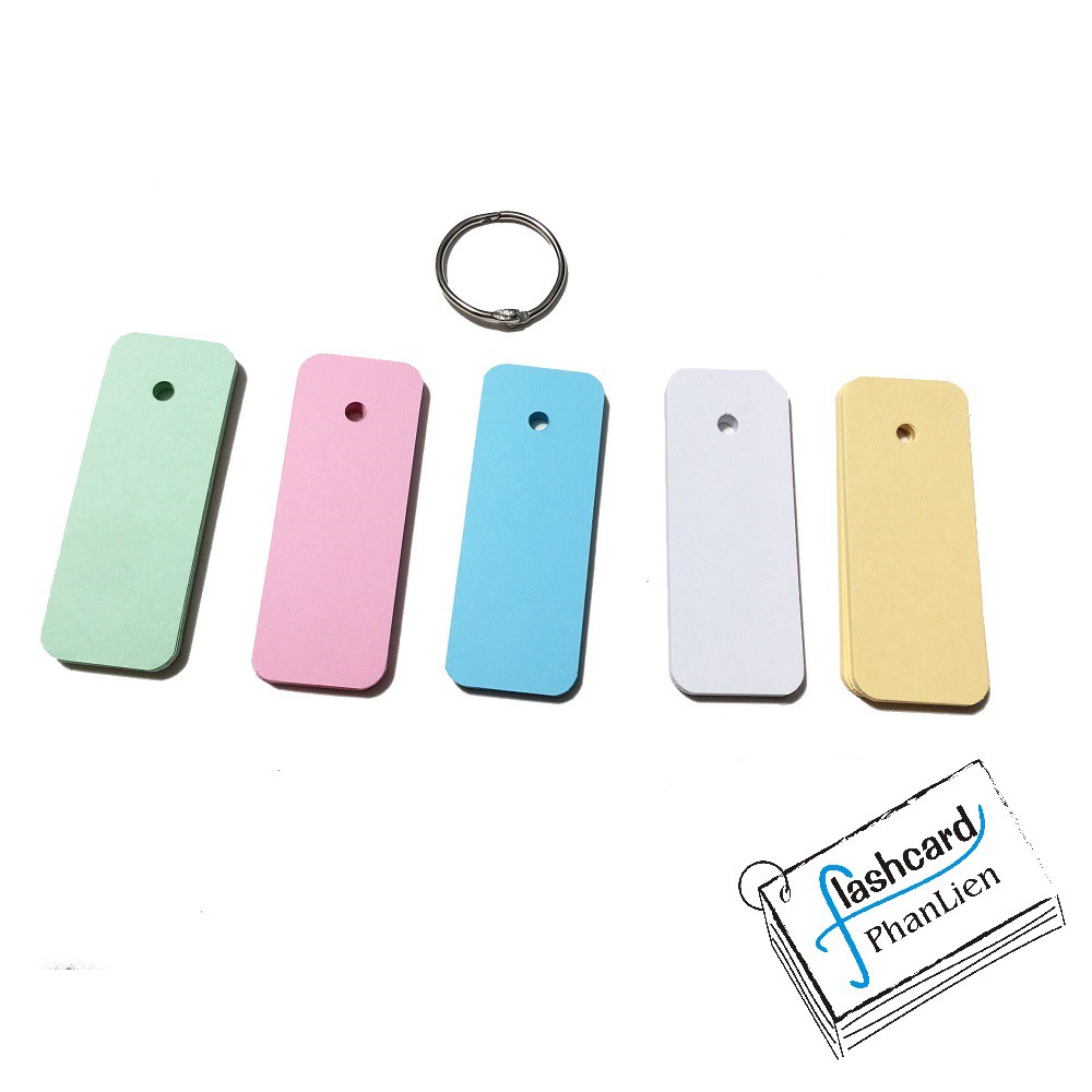 Lựa màu - Mua 5 tặng 1 - Flashcard trắng 5 màu bo góc 3x8cm