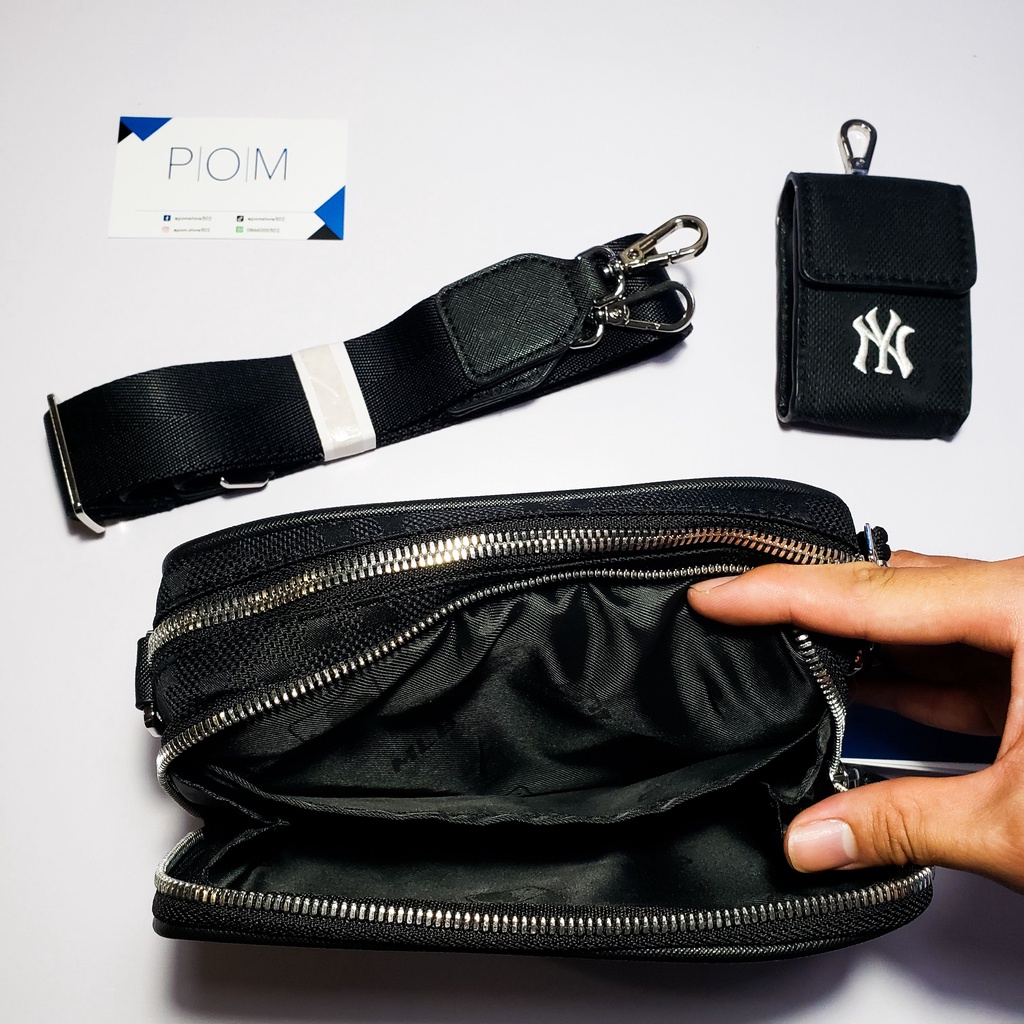 Túi đeo chéo M.L.B Mini Monogram Nylon Black túi đeo chéo nam nữ NY - Pom Store
