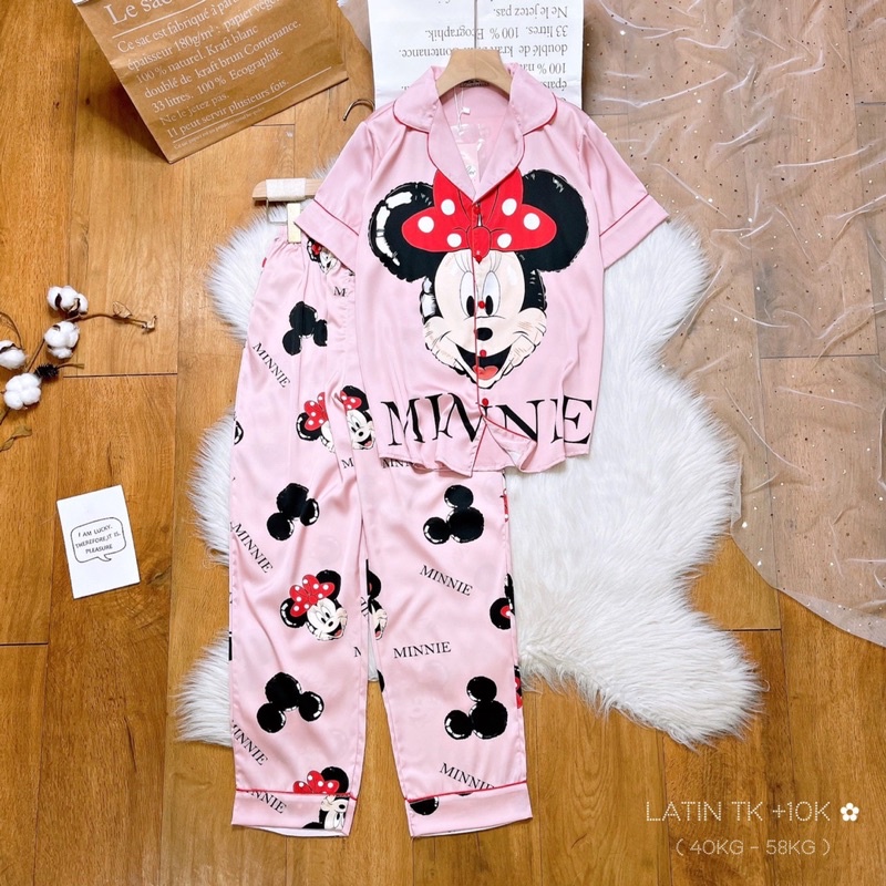 Đồ ngủ đồ bộ pyjama tay ngắn quần dài, chất vải lụa Latin mềm mát