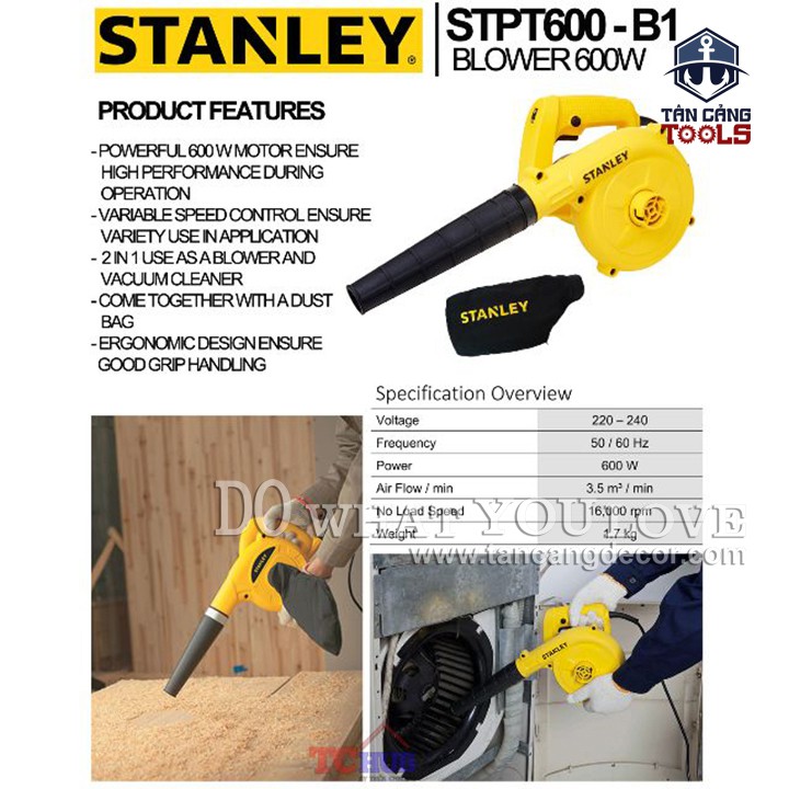 Máy Hút Thổi Bụi Có Điều Tốc Stanley STPT600-B1 600W