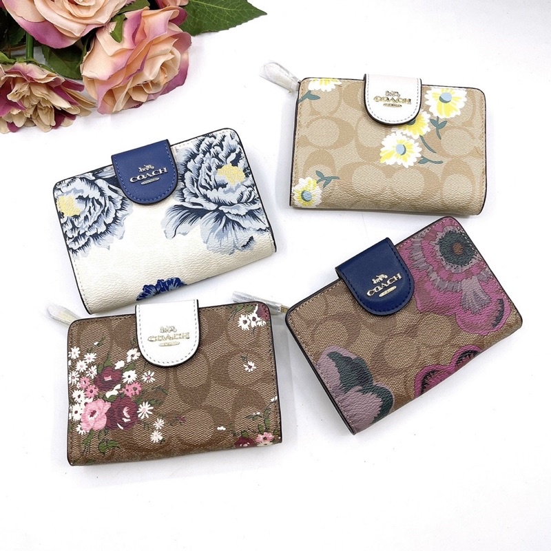 ‼️Rẻ nhất Shopee‼️Ví  coachgập khoá cài da thật Medium zip