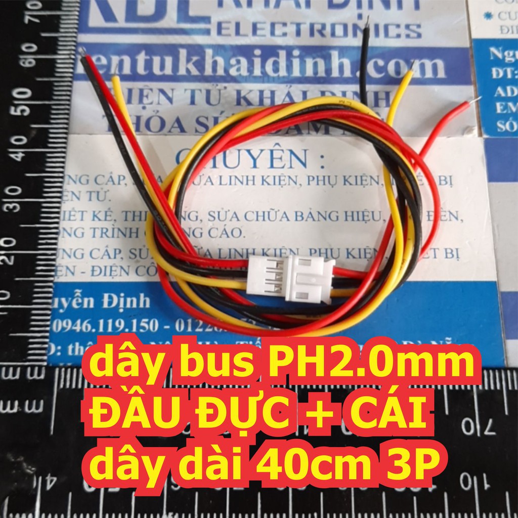 dây bus PH2.0mm (khoảng cách 2 chân 2mm) ĐẦU ĐỰC + CÁI bấm dây nhiều màu dài 40cm các loại 2P ~ 6P kde6472