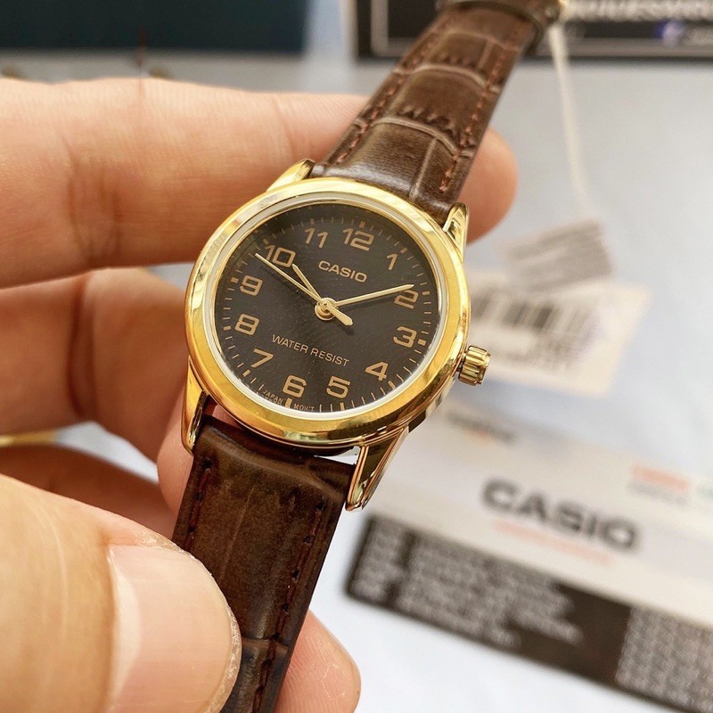 Đồng hồ nữ dây da Casio chính hãng Anh Khuê LTP-V001GL-1BUDF