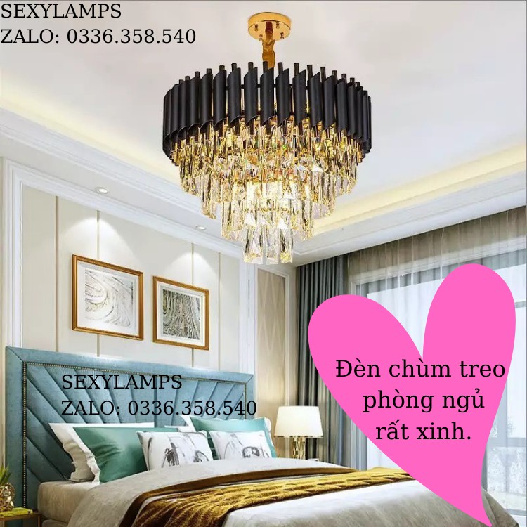 Đèn Thả Pha Lê Trang Trí Phòng, Bàn Ăn, Cầu Thang Đẹp Cao Cấp. Tặng Kèm Bóng LED Thủy Tinh