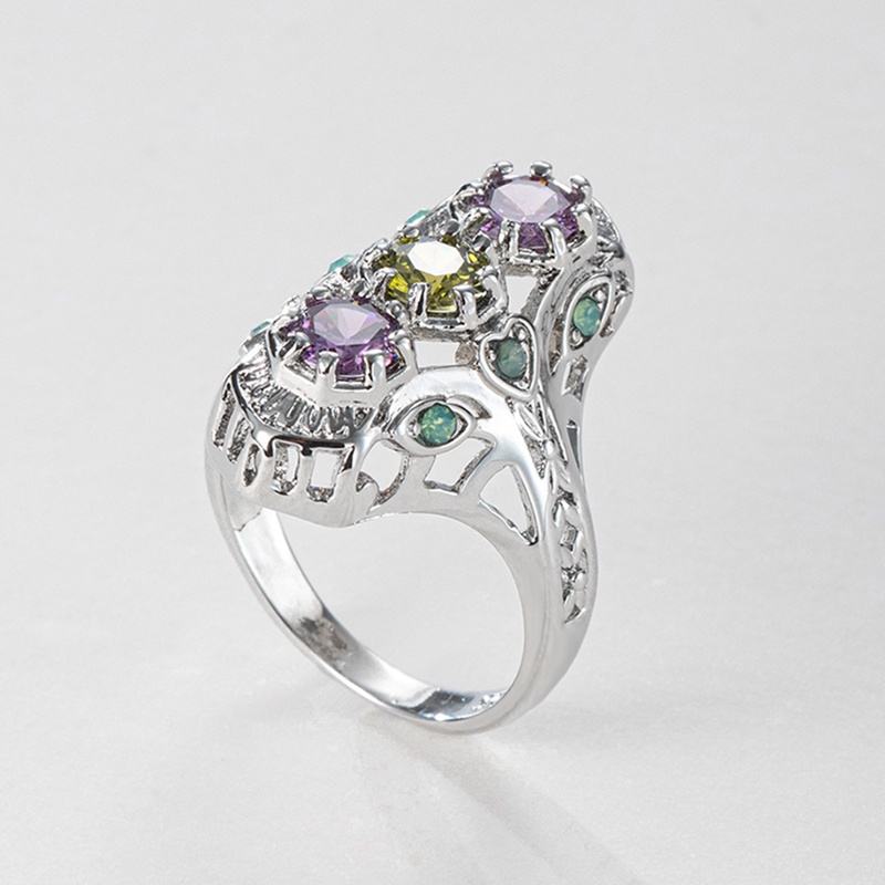 Nhẫn Đồng Đính Đá Zircon Nhiều Màu Sắc Thời Trang Cho Nam Nữ