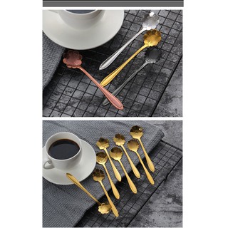 Muỗng Cà Phê Đầu Bông Hoa Bằng Thép Không Rỉ Chất Lượng Phong Cách Độc Lạ