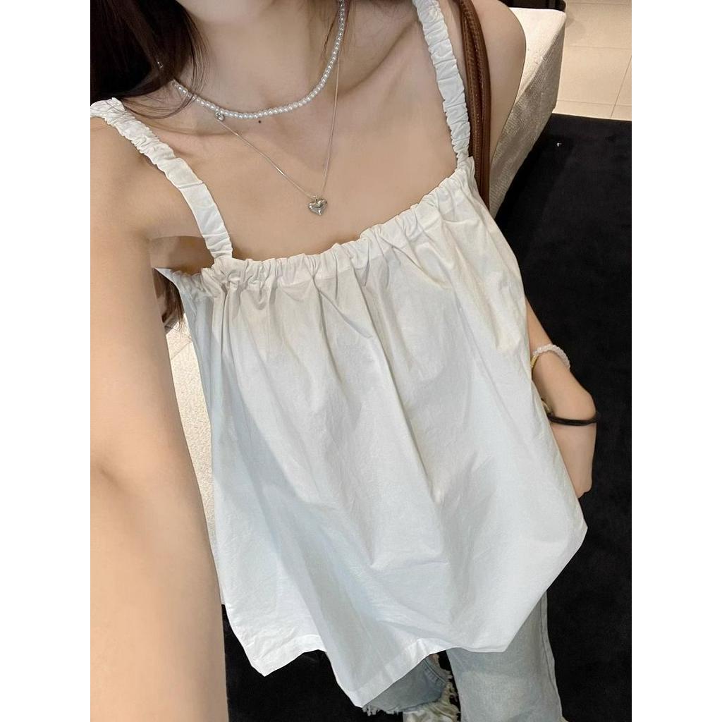 66923 mùa hè phong cách mới phong cách hàn quốc dây buộc ren-up không tay áo sơ mi