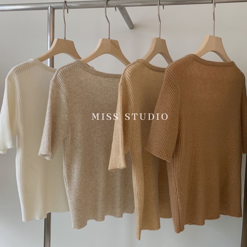 Áo Thun Dệt Kim Ngắn Tay Cổ Tròn Dáng Rộng Thời Trang Mùa Hè Cho Nữ