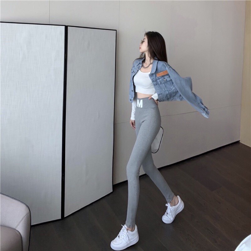 Quần legging nữ lưng cao Cạp chữ M Gen bụng tôn dáng