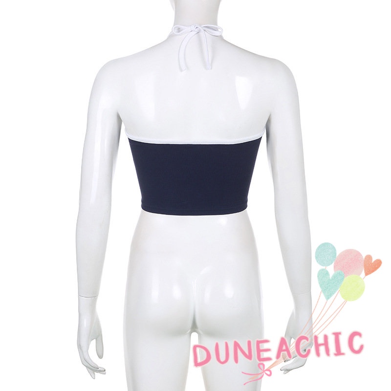 DUNEA Áo Croptop Hai Dây Hở Lưng In Hình Ngôi Sao Thời Trang Cho Nữ