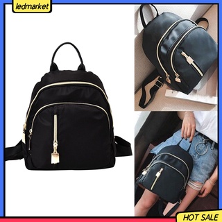(Ledmarket) Ba lô nylon màu trơn kiểu dáng thời trang cho nữ