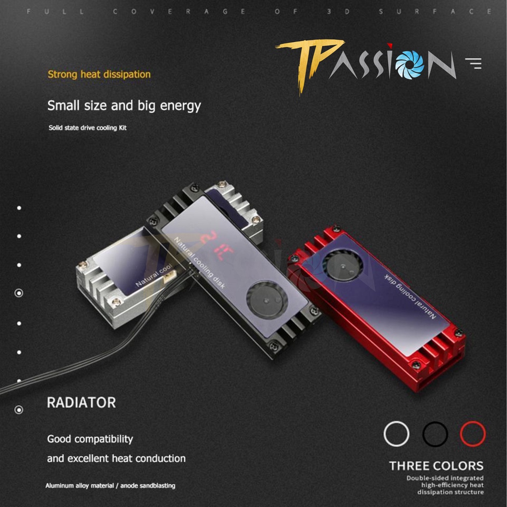 Tản nhiệt ổ cứng SSD M2 GLOTREND HF-01 Màn hình OLED hiển thị nhiệt độ tích hợp quạt tản nhiệt - Chính hãng, Nvme 2280