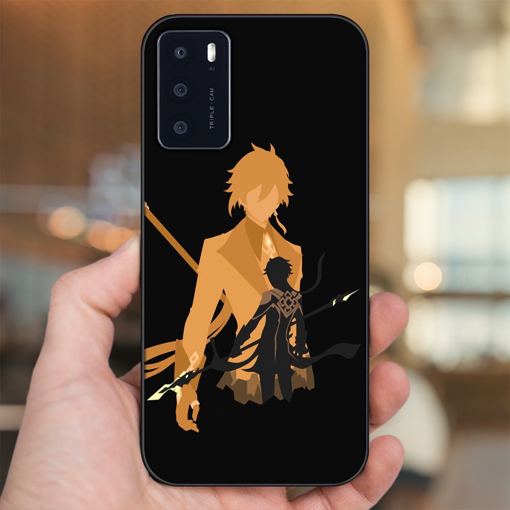 Ốp lưng Oppo A16 viền đen in hình Zhongli Genshin Impact