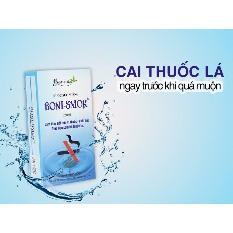 (CHÍNH HÃNG) Nước súc miệng cai thuốc lá Boni Smoke Boni Smok 250ml