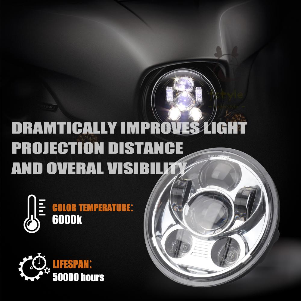 Đèn Pha Led Tròn 12v 2 Chế Độ Cho Xe Mô Tô 5.75 Inch