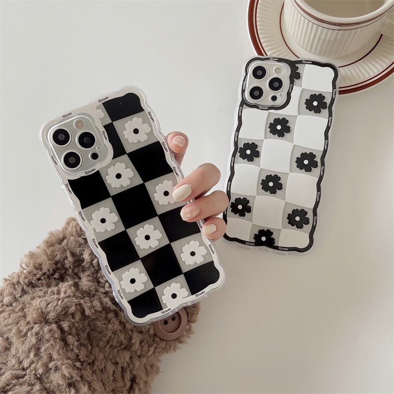 Ốp lưng iphone trong lượn sóng hoa caro 6/6plus/7/7plus/8/8plus/xs/11/12/13/pro/max/plus/promax-Sale Hot G1-3