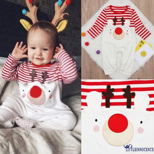 ❤XZQ-Christmas Baby Newborn Boy Girl Warm Xmas Romper Cotton Jumpsuit Bodysuit Outfits