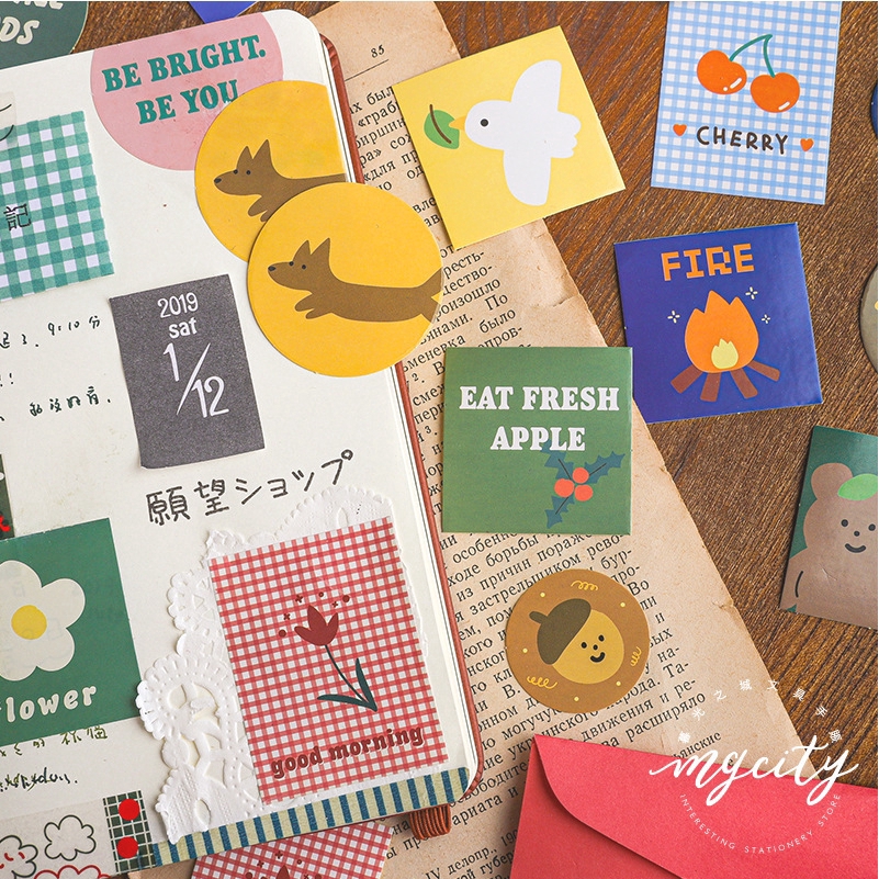 Bộ 40 miếng sticker ghi chú họa tiết gấu/bánh quy cho trang trí thủ công Scrapbooking