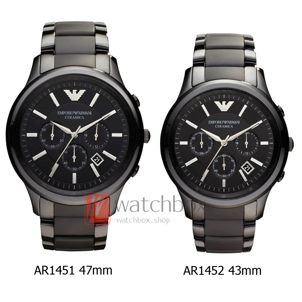 Có Hàng Tồn Kho Đồng Hồ Bấm Giờ Emporio Armani Ceramic Chronograph Black Dial AR1452/AR1451