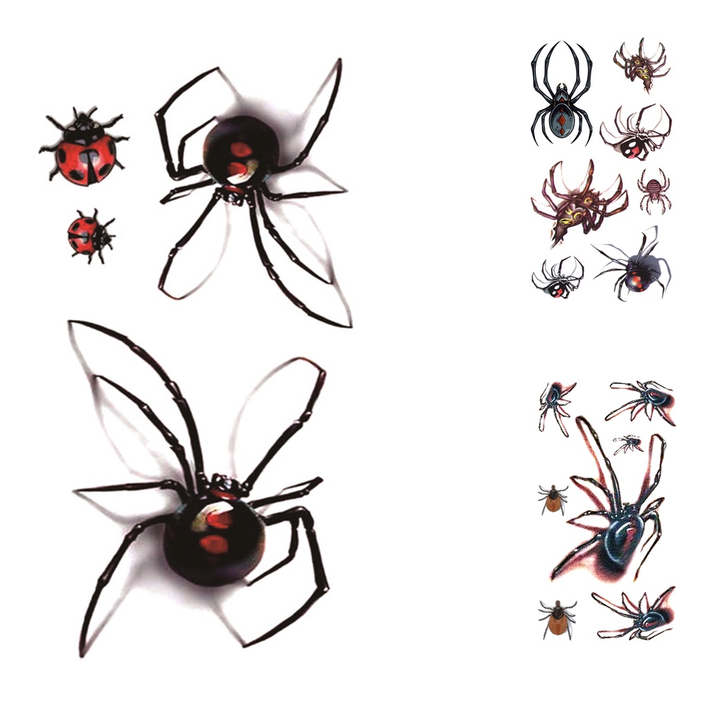 Hình Xăm Dán Tạm Thời Hình Nhện 3D Tạo Hiệu Ứng 3D Chống Thấm Nước Thời Trang Cho Nam Và Nữ