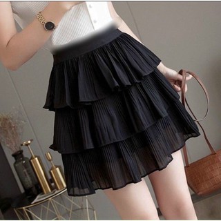 Chân váy 3 tầng dập ly lưng thun