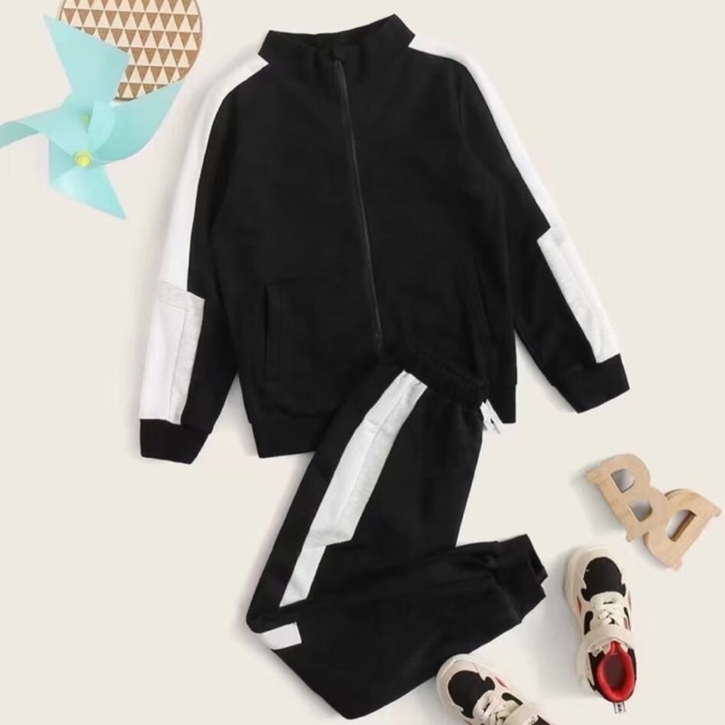 Bộ thu đông thể thao bé trai bé gái chất nỉ da cá xuất dư