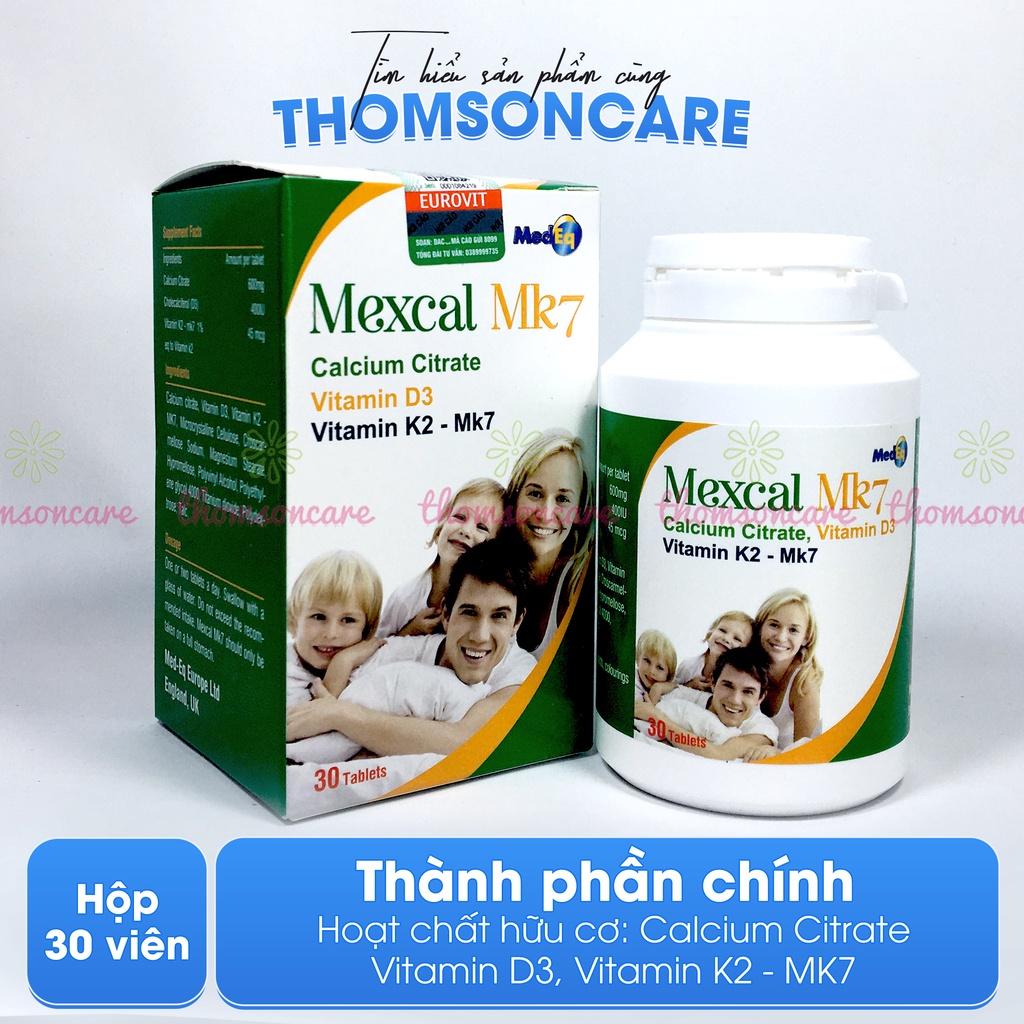 Canxi hữu cơ tăng chiều cao Mexcal MK7 từ Châu Âu,bổ sung calci có thêm D3 và K2 giảm loãng xương cho mẹ bầu