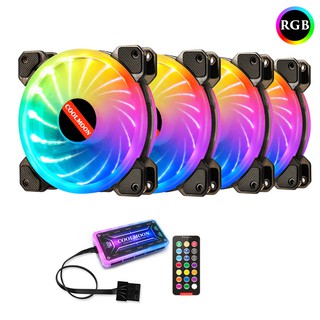 Bộ 4 Quạt Tản Nhiệt, Fan Case Coolmoon Ver 2 / V2 Led RGB Vòng Ring (Version 2021) - Kèm Hub + Remote