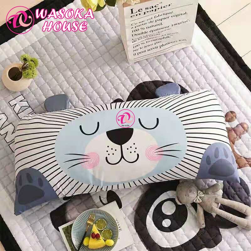 Gối ôm cho bé cỡ lớn 50x110cm, vải cotton nhiều hoạ tiết hình thú đáng yêu