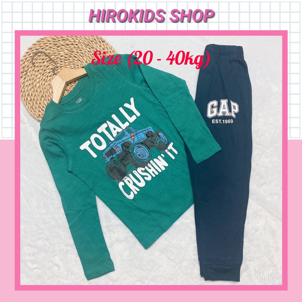 Set bộ thun thu đông dài tay hoạ tiết xe cho bé trai size đại (22-40kg) - Hirokids