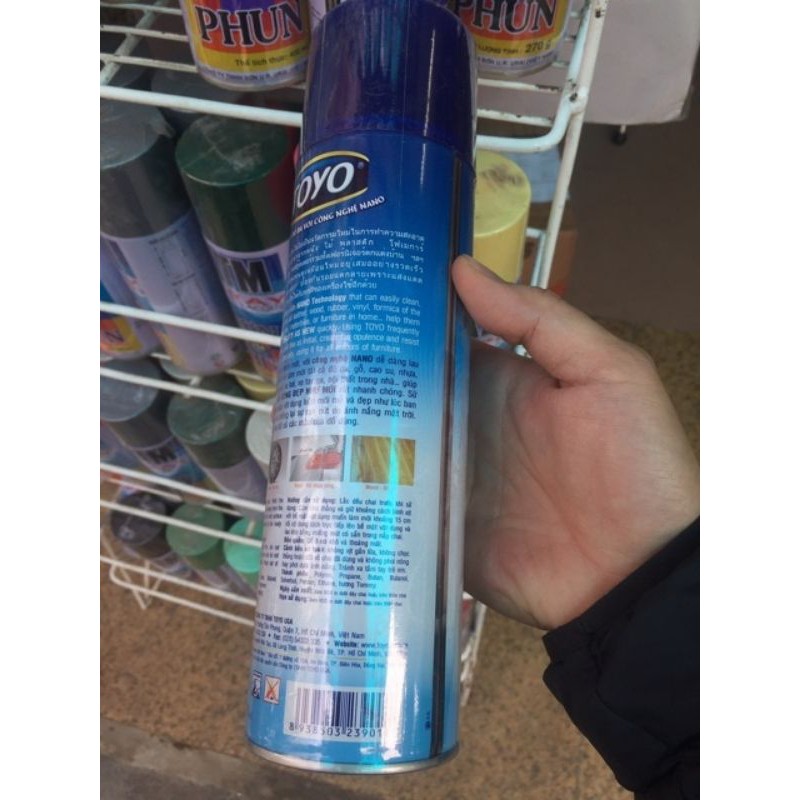 Chai xịt Toyo làm bóng bóng đồ gỗ, da nội thất ô tô 500ml