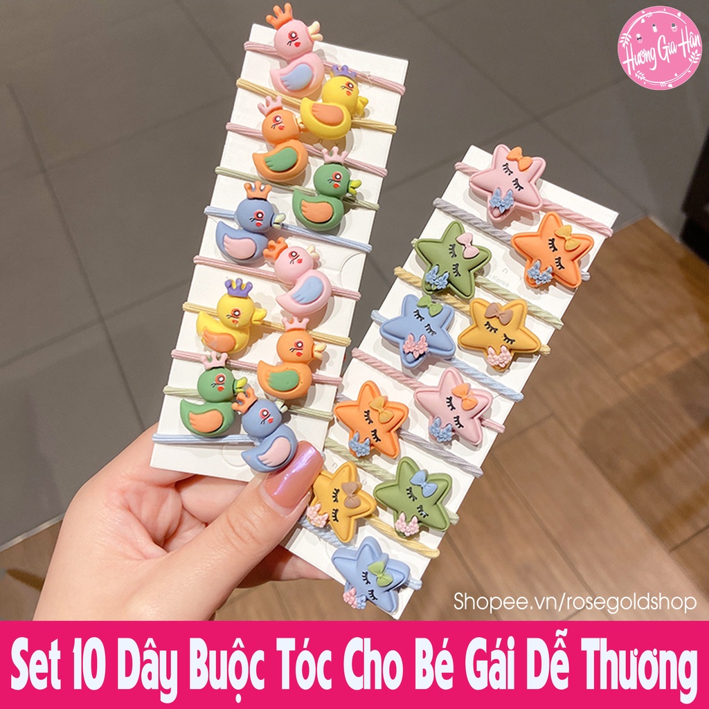 Set 10 Dây Buộc Tóc Cho Bé Gái Hoạt Hình Dễ Thương