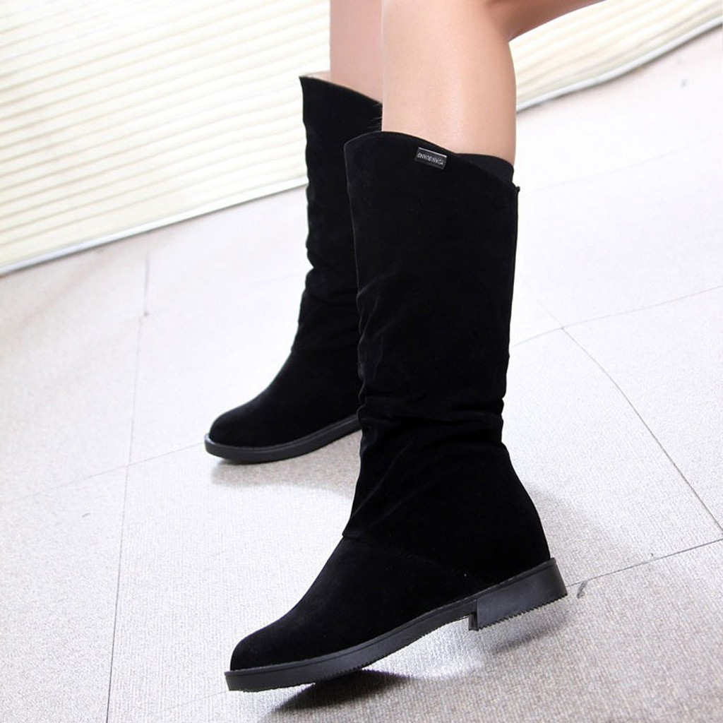 Giày Bốt Cổ Thấp Nữ Đế Thô Bằng Da Lộn Thời Trang | BigBuy360 - bigbuy360.vn