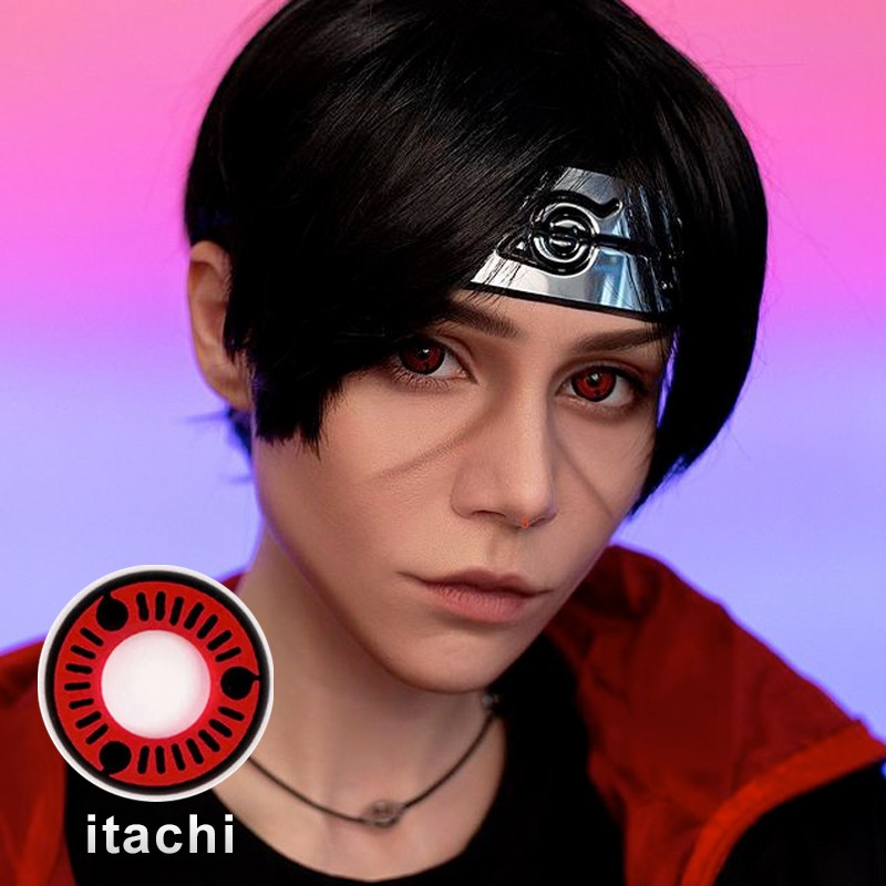 1Cặp Naruto Cosplay Kính Áp Tròng itachi Sasuke Uchiha Sharingan 14.50mm Contact lens