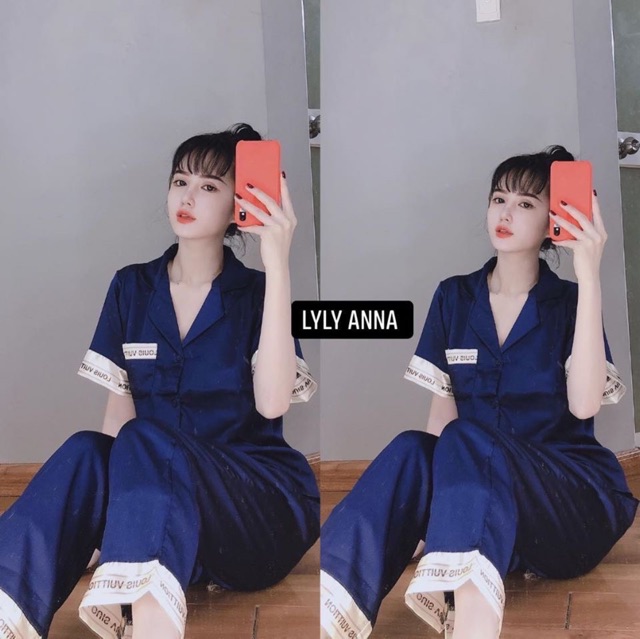 Bộ lụa quần dài viền chữ | BigBuy360 - bigbuy360.vn