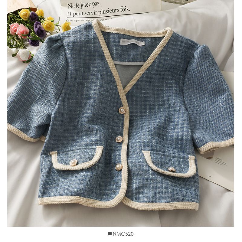 Áo Nữ Croptop Chất Liệu Dạ Tweed Phù Hợp Mặc Mùa Thu Đông 2023