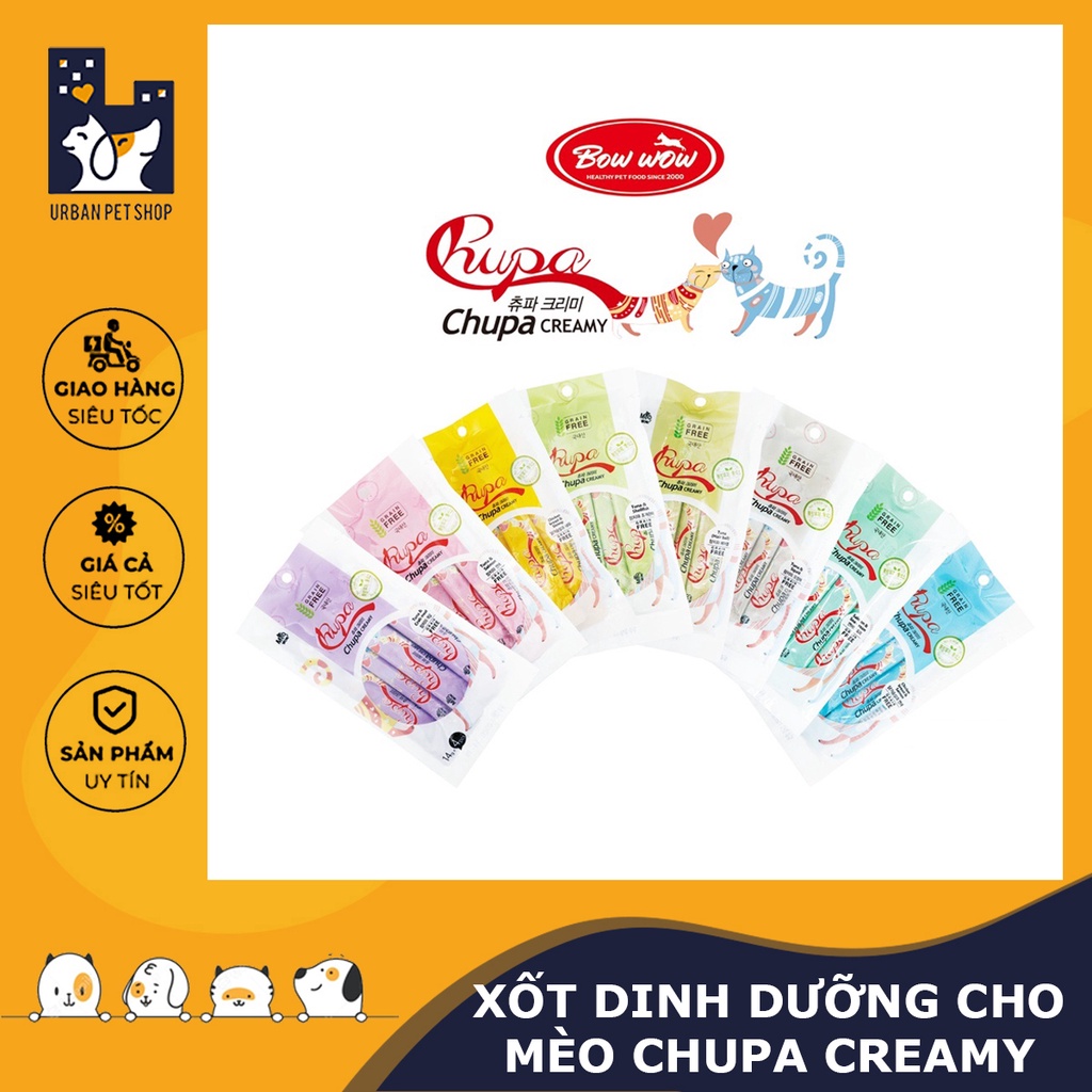 𝗨𝗿𝗯𝗮𝗻_𝗖𝗵𝘂𝗽𝗮 𝗖𝗿𝗲𝗮𝗺𝘆_Xốt dinh dưỡng cho mèo | 100% thịt thật | Tốt cho tim mạch và trí não | Nhiều vị