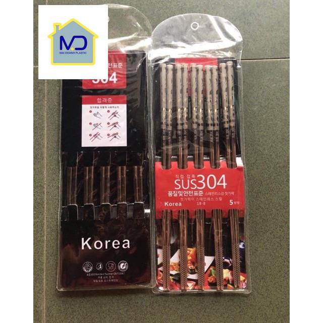 Đũa inox 304 cao cấp Hàn Quốc(Set 5 đôi)