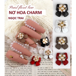 Nơ cổ điển nhụy charm hoa cao cấp trang trí móng