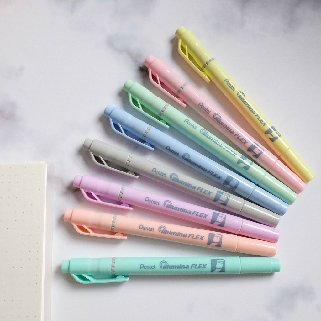 Bút dạ quang Pentel Illumina Flex Twin Tip Highlighter SLW11P - Bold/Five  - Màu xanh da trời (Pastel Sky Blue)