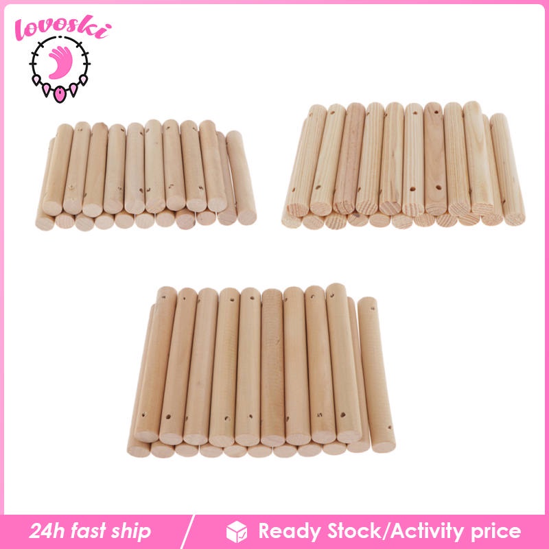 [Lovoski] Set 20 Que Gỗ Tròn Tự Nhiên Làm Mô Hình Thủ Công Có Đục Lỗ