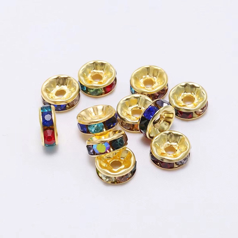2 Hạt xỏ lỗ răng bánh xe dùng để phân cách hạt châu đính đá màu size 6mm - Phụ kiện nguyên liệu trang sức thủ công
