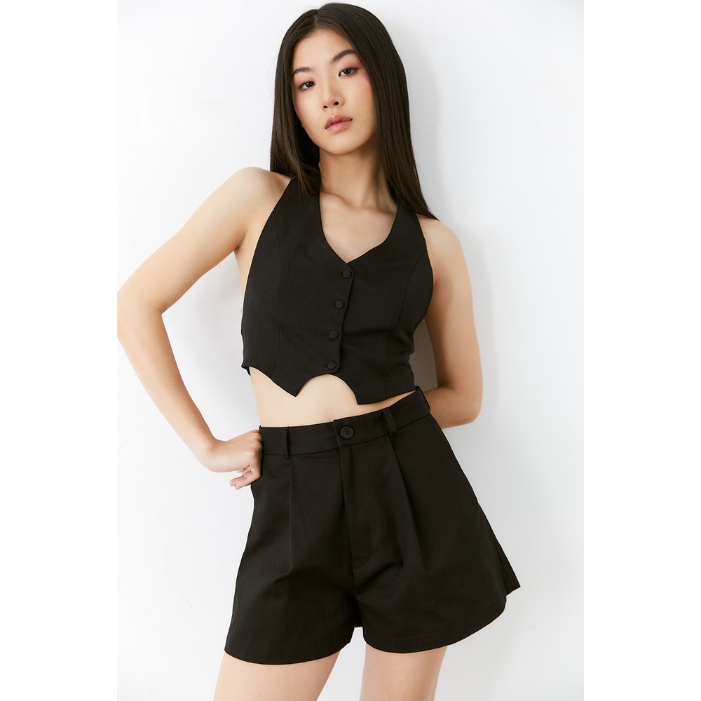 DOTTIE - Áo gilet kiểu hở lưng nữ đen T0503