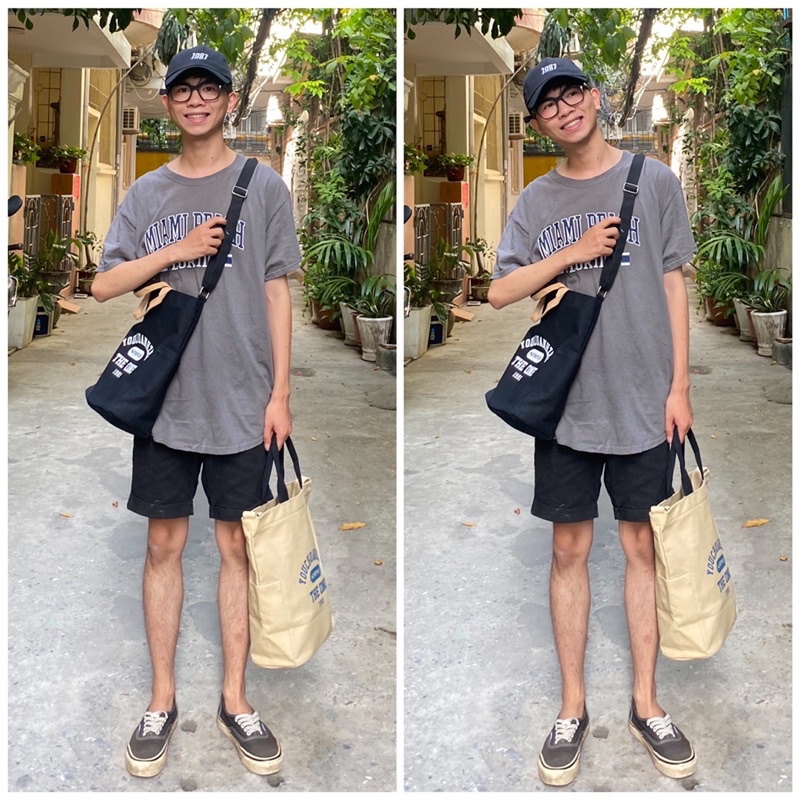 NEW - Túi canvas dòng dọc, 2 màu vừa khổ A4 chắc chắn và dày dặn