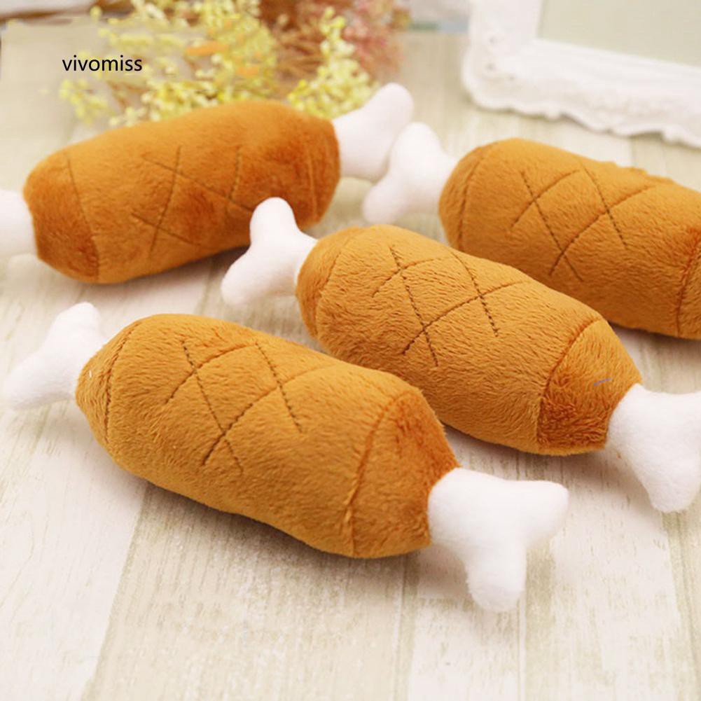 Pet Dog/Cat Plush Toy Squeaky Drumstick Shape Durable Squeaky Toys