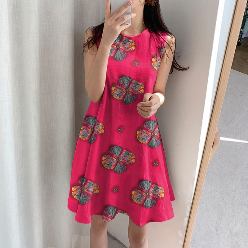 Đầm ngắn Zanzea không tay cổ tròn dáng rộng phong cách Hàn Quốc dễ phối đồ thời trang dành cho nữ